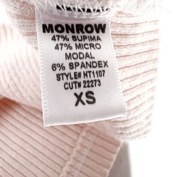 MONROW Brushed Rib 1/2 Zip Sweatshirt Sweater Size Extra Small XS Cream. - Picture 8 of 13